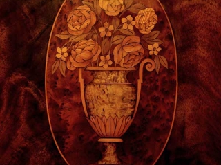In Laid Wood Image Flowers In Vase